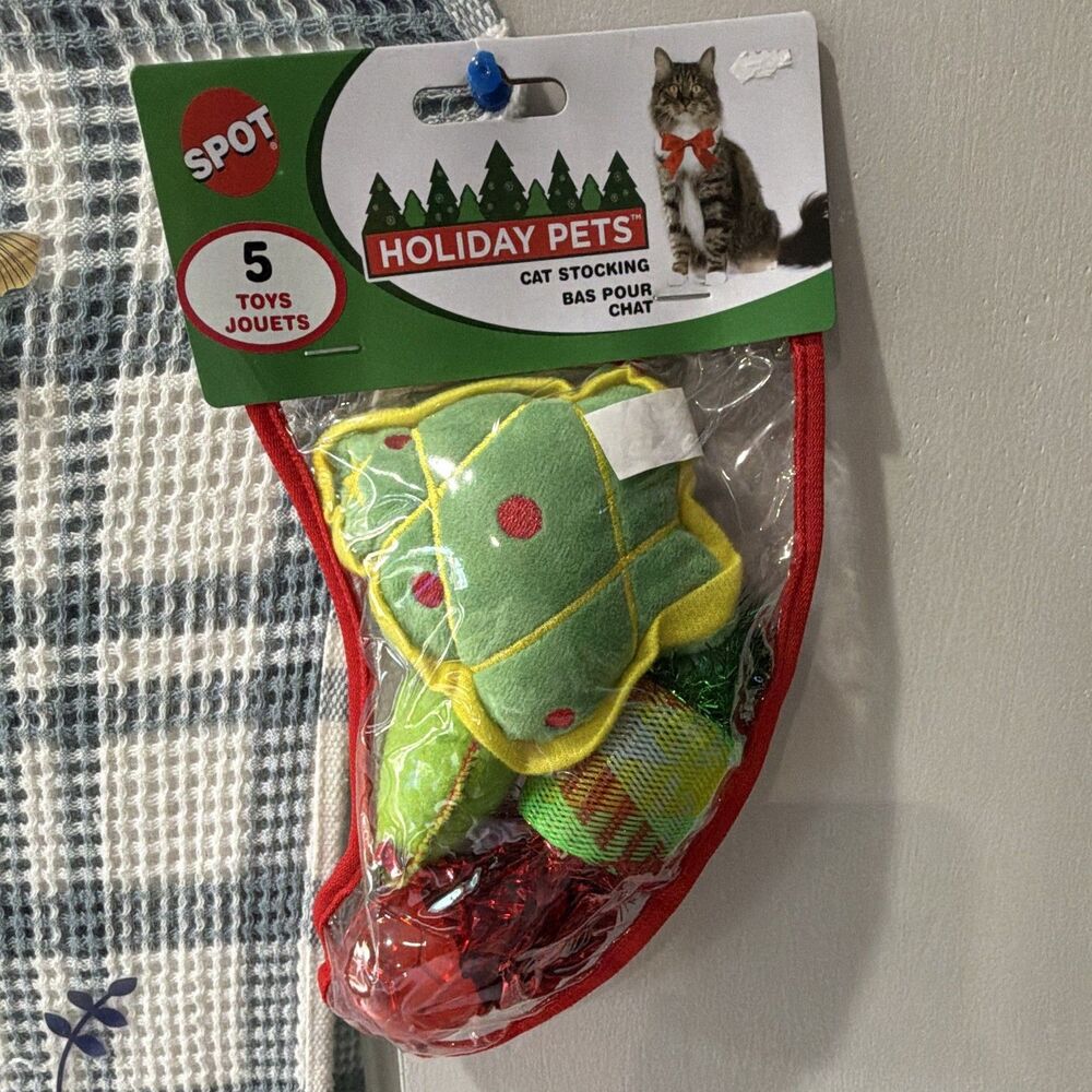 SPOT Holiday Catnip Toys Set, Small Cat Stocking with 5 Toys (353902)